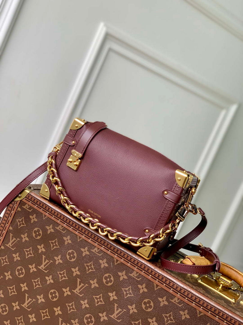 LV M25669 Louis Vuitton Side Trunk MM Bag Wine Red