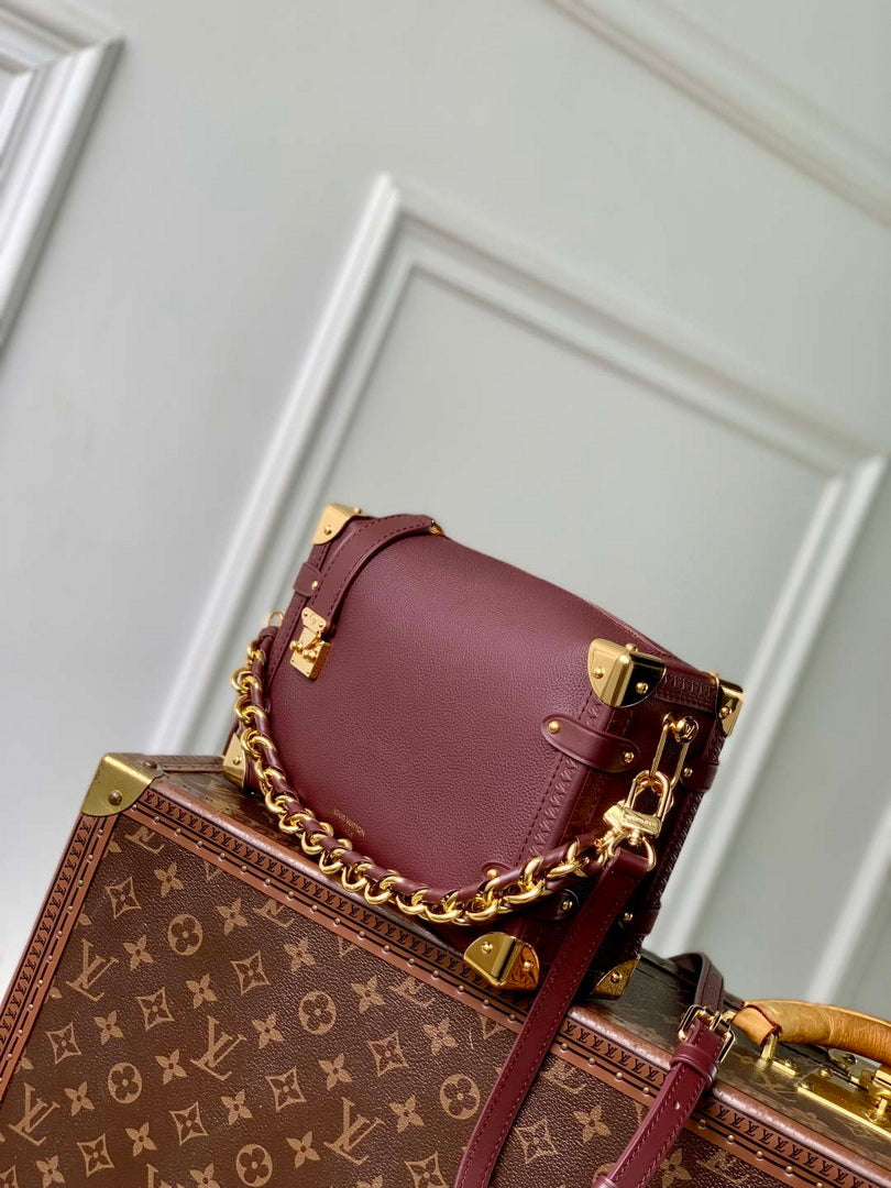 LV M25669 Louis Vuitton Side Trunk MM Bag Wine Red