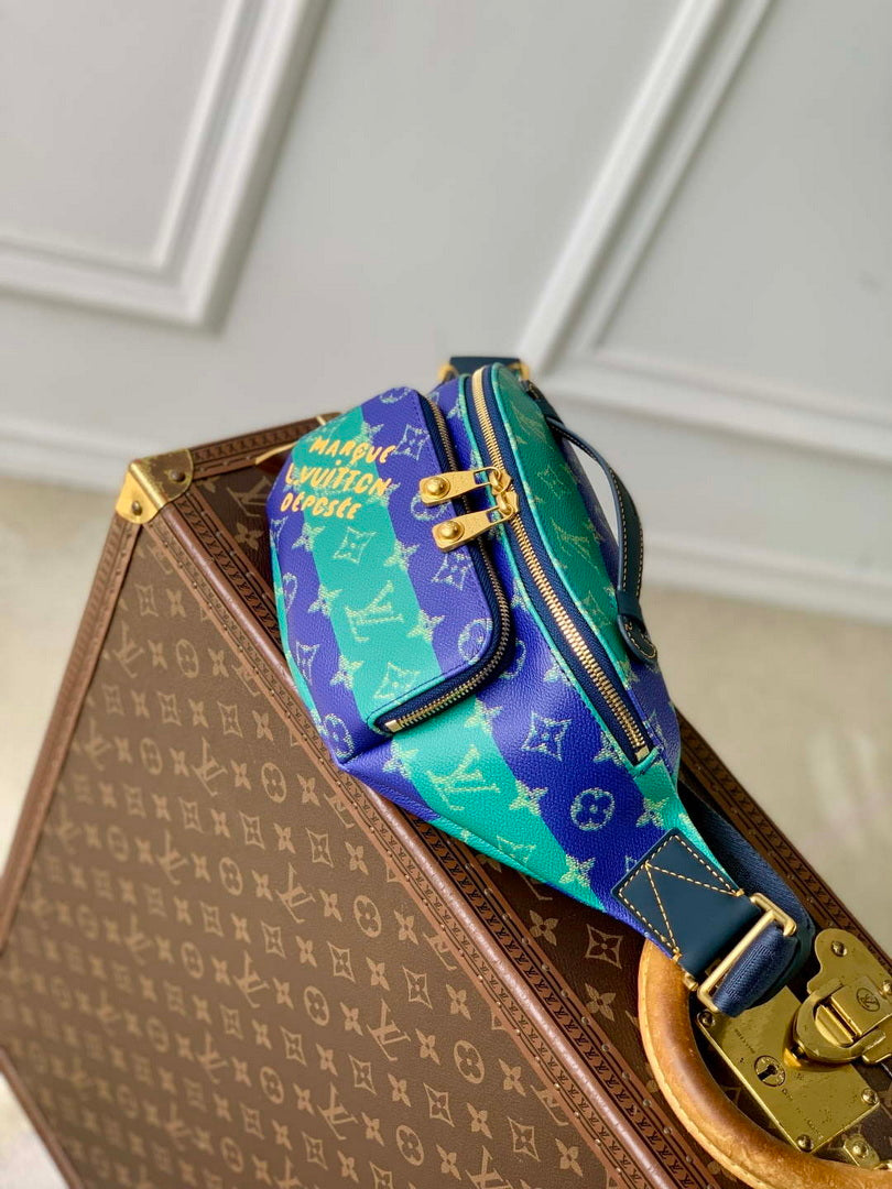 LV M25783 Louis Vuitton Rush Bumbag Blue Stripes