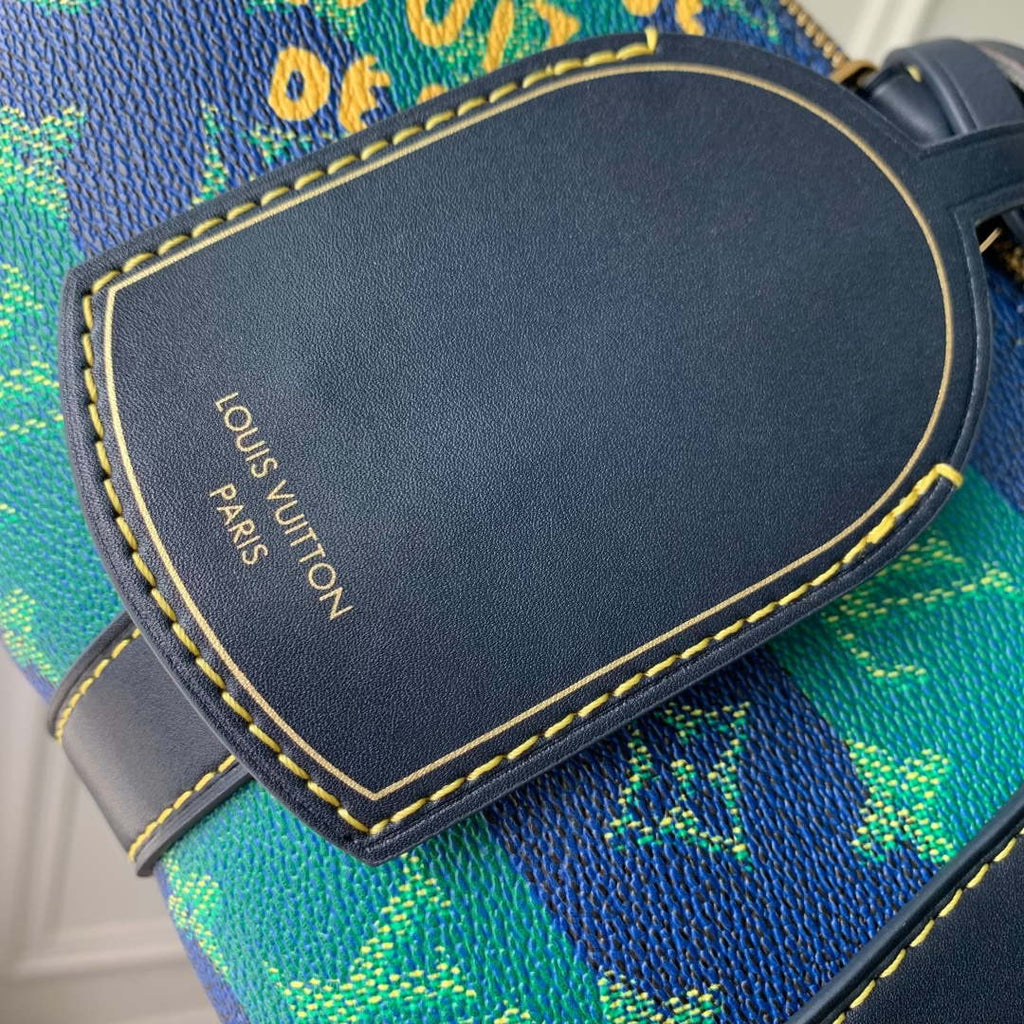 LV M25786 Louis Vuitton Keepall Bandouliere  25 Bag Blue Stripes