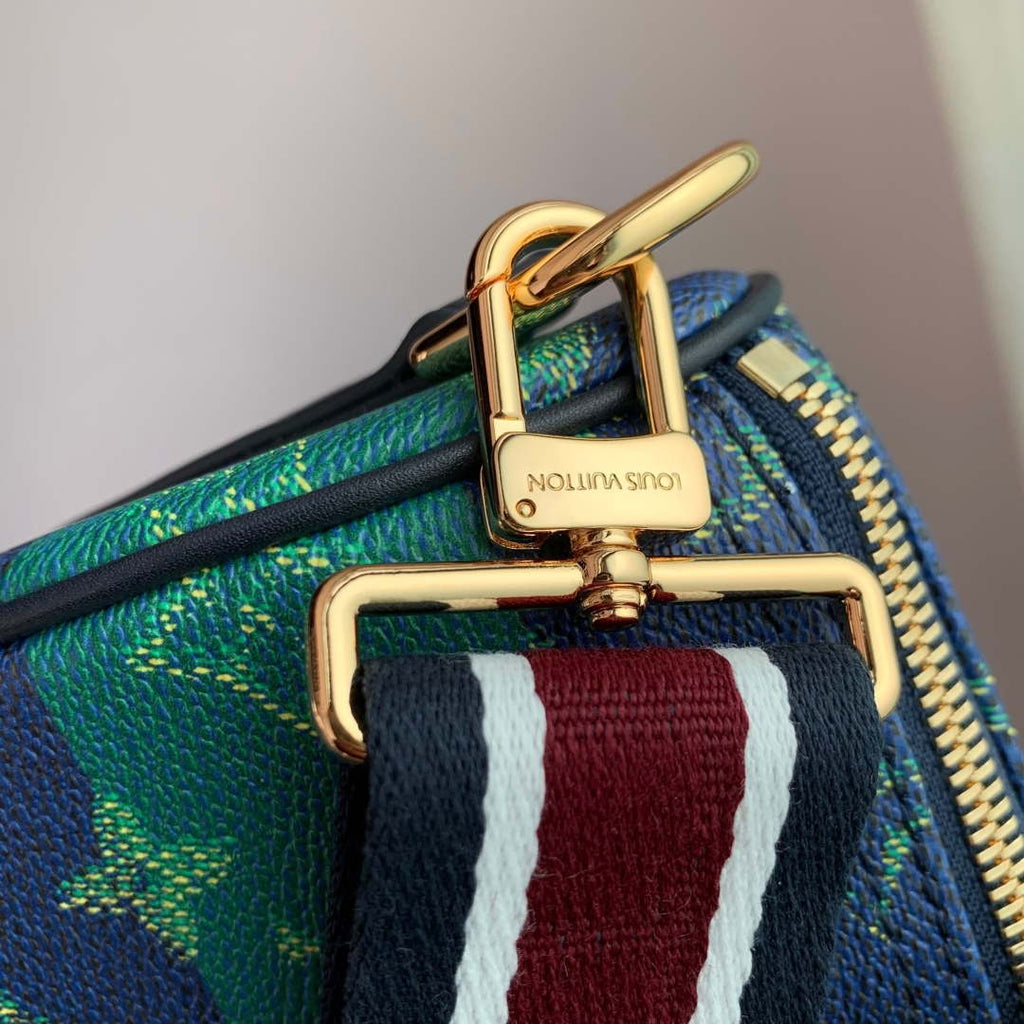 LV M25786 Louis Vuitton Keepall Bandouliere  25 Bag Blue Stripes