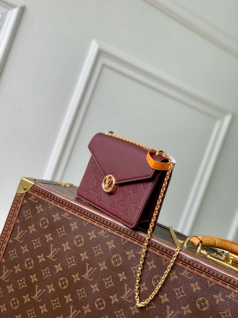 LV M25814 Louis Vuitton Wallet On Chain Rosy Bag Grenat Red