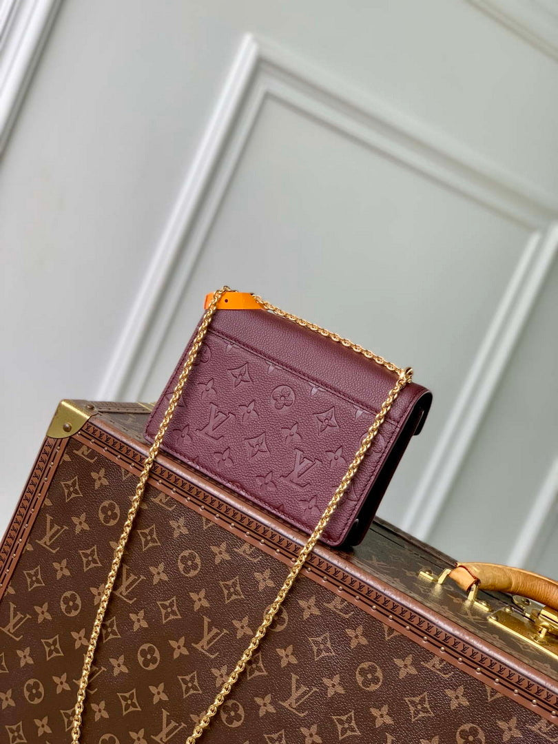 LV M25814 Louis Vuitton Wallet On Chain Rosy Bag Grenat Red