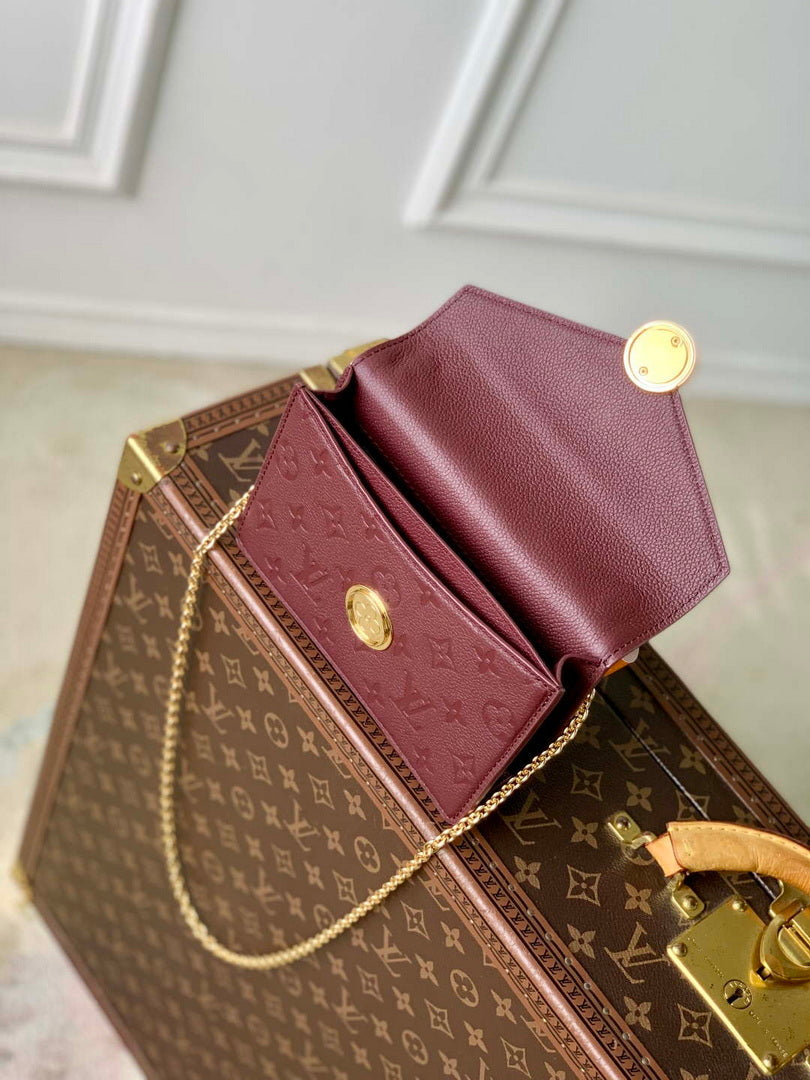 LV M25814 Louis Vuitton Wallet On Chain Rosy Bag Grenat Red