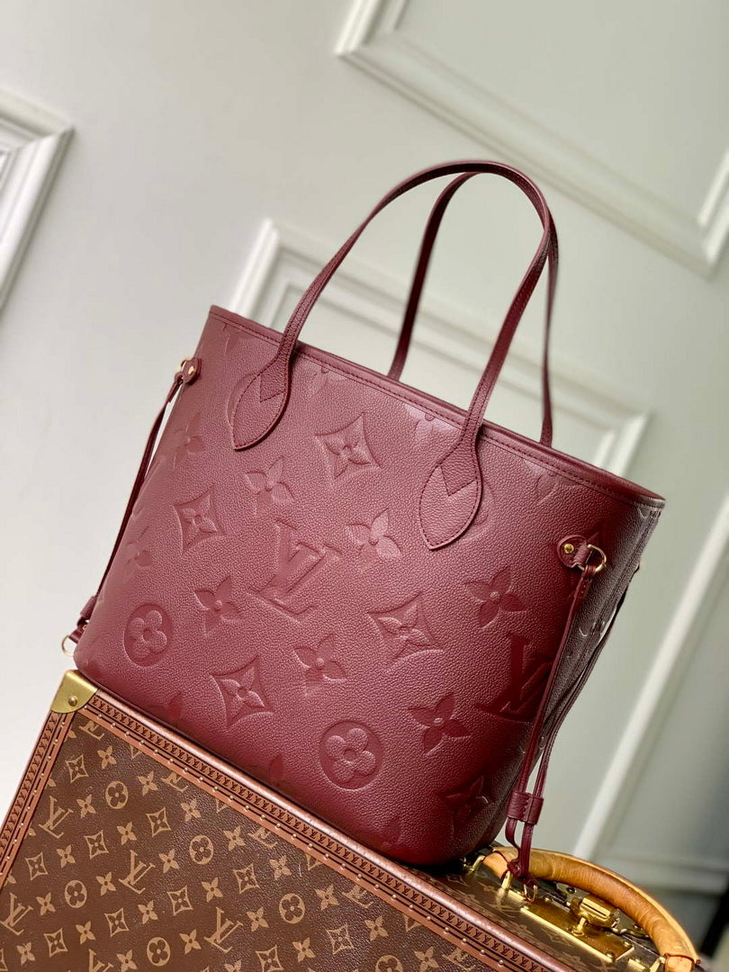LV M25855 Louis Vuitton Neverfull MM Bag Grenat