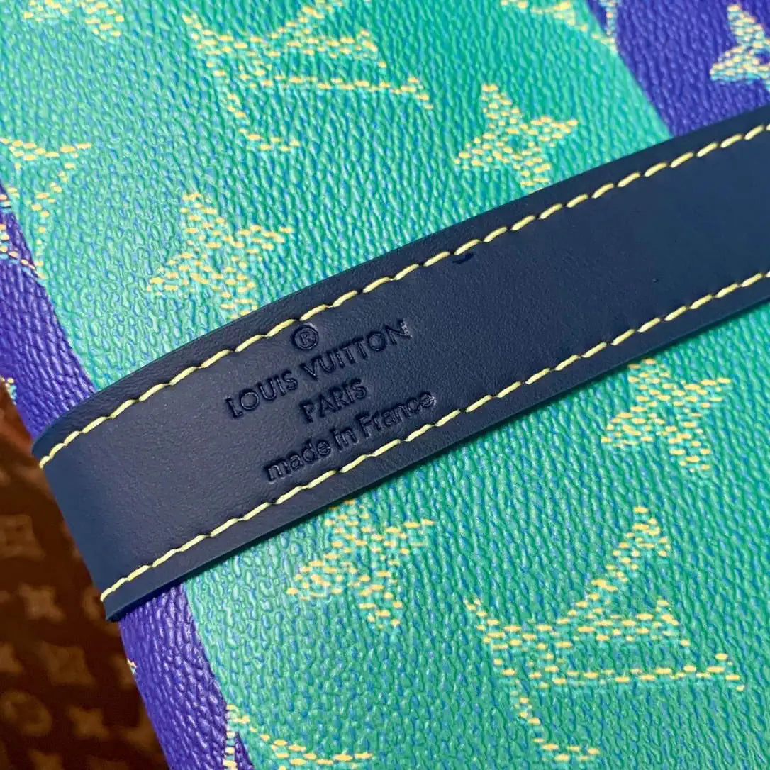 LV M25900 Louis Vuitton Keepall Bandouliere 50 Bag Green& Blue
