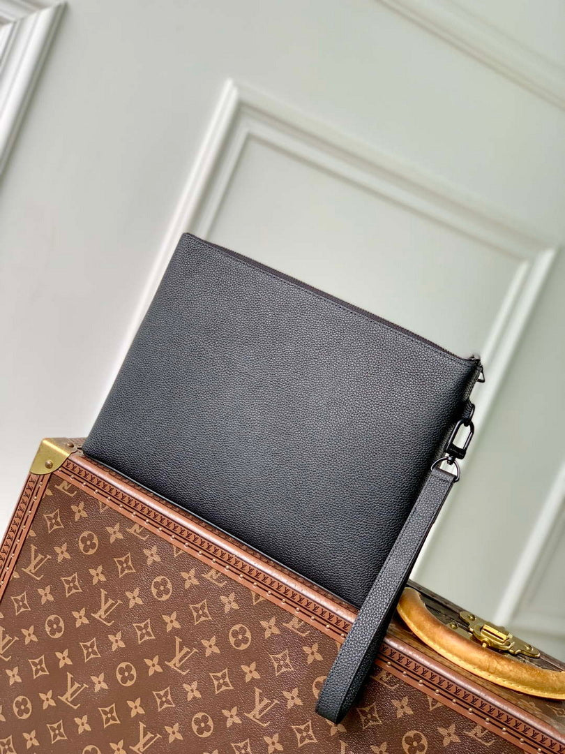 LV M25955 Louis Vuitton Takeoff Pouch Bag Black