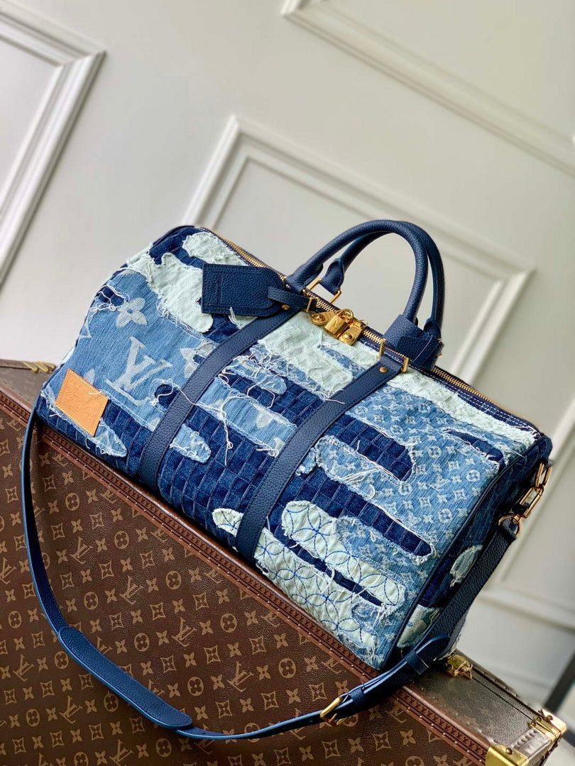 LV M26117 Louis Vuitton Keepall Bandouliere 50 Bag Blue
