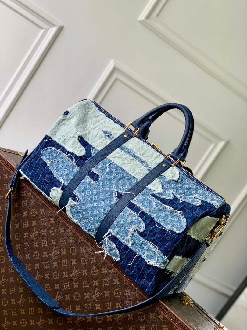 LV M26117 Louis Vuitton Keepall Bandouliere 50 Bag Blue