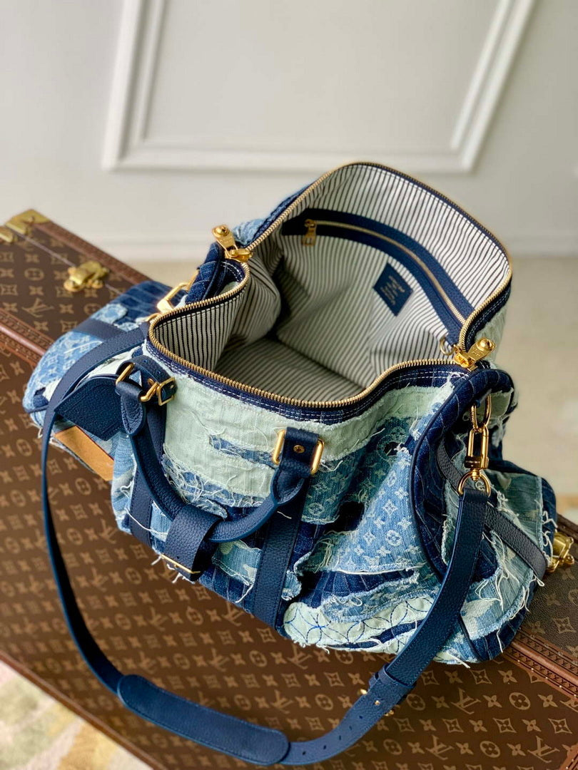 LV M26117 Louis Vuitton Keepall Bandouliere 50 Bag Blue