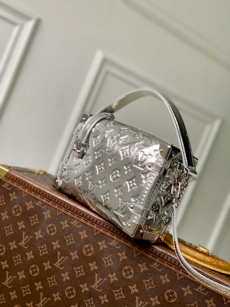 LV M26223 Louis Vuitton Side Trunk MM Bag Silver
