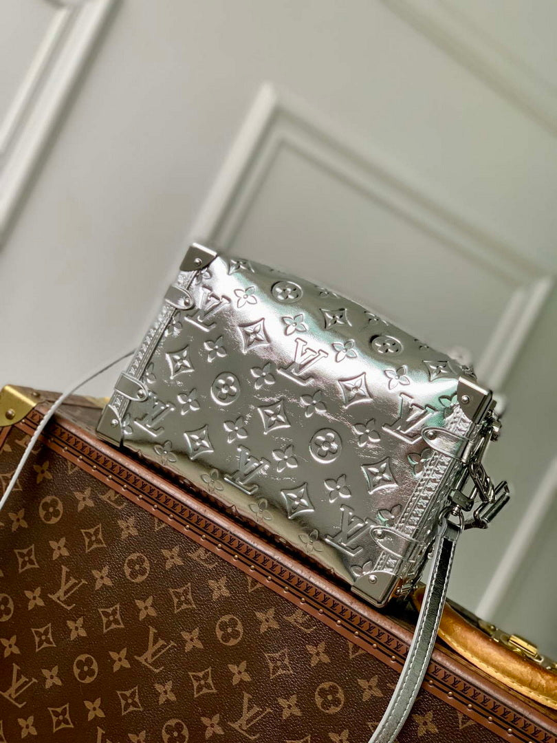 LV M26223 Louis Vuitton Side Trunk MM Bag Silver