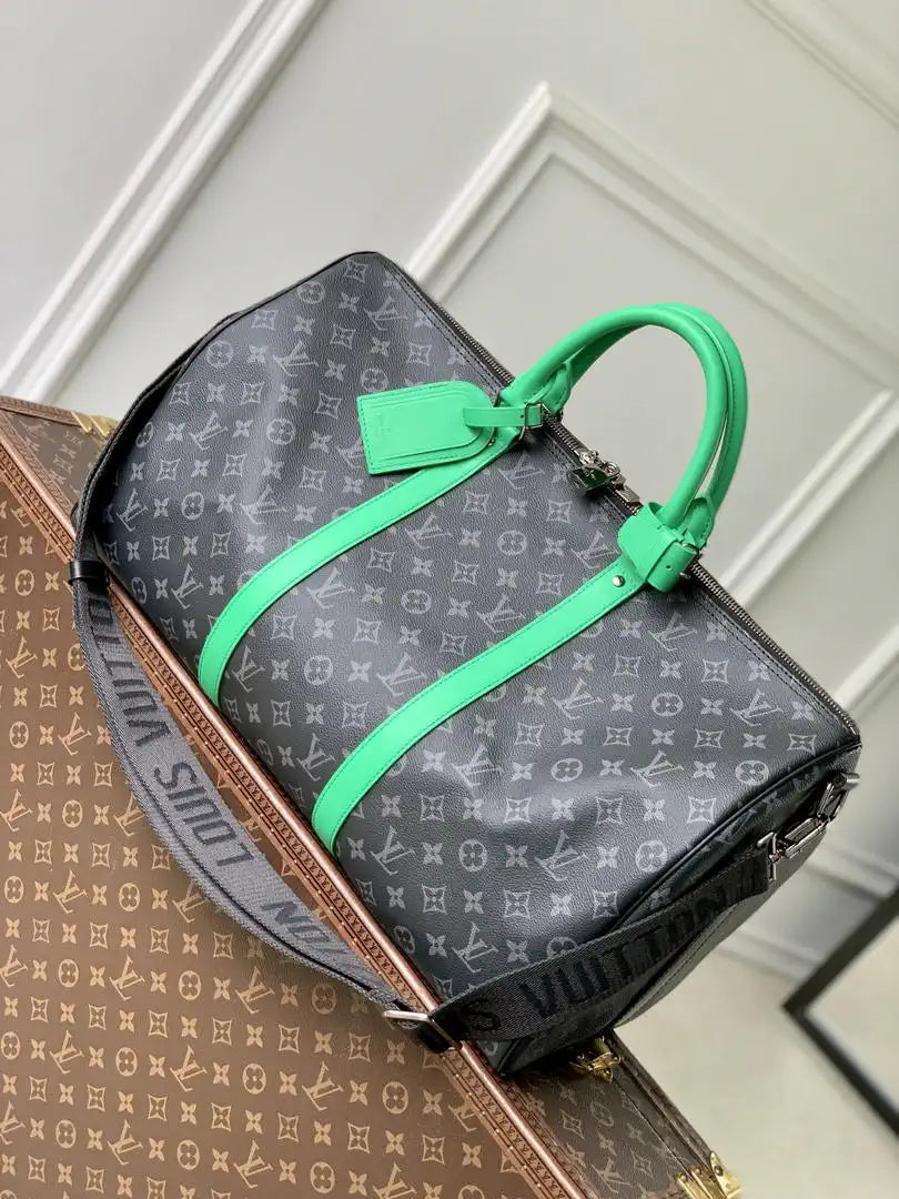 LV M26434 Louis Vuitton Keepall Bandouliere 55 Travel Bag Monogram Eclipse
