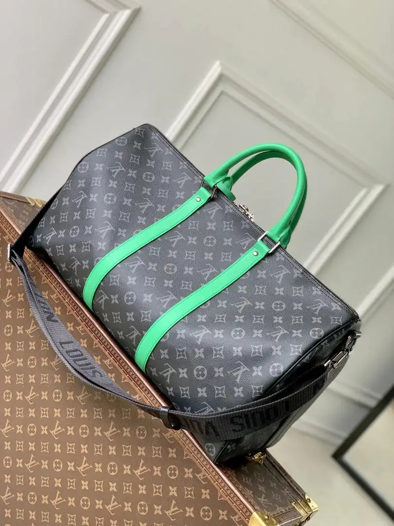 LV M26434 Louis Vuitton Keepall Bandouliere 55 Travel Bag Monogram Eclipse