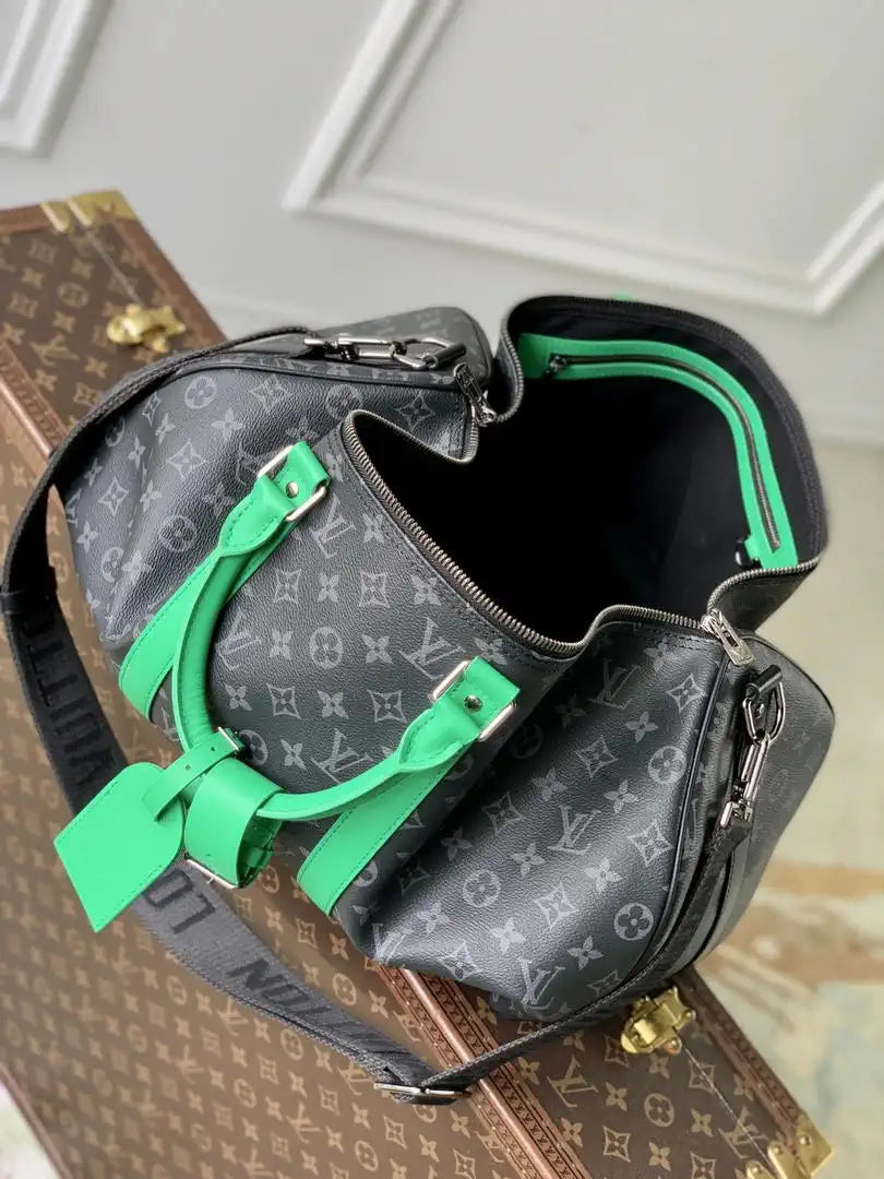LV M26434 Louis Vuitton Keepall Bandouliere 55 Travel Bag Monogram Eclipse