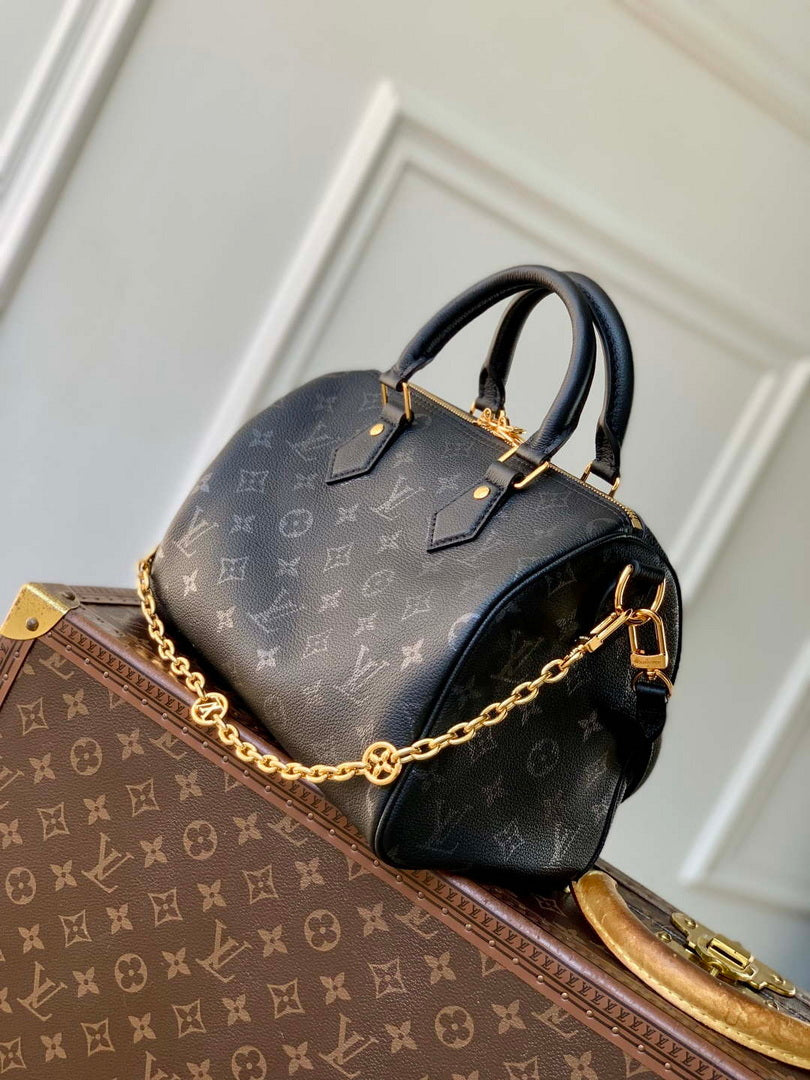 LV M26486 Louis Vuitton Speedy Soft Bandouliere 25 Bag Black