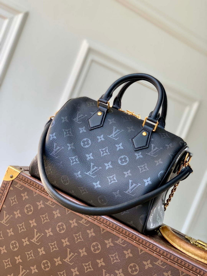 LV M26486 Louis Vuitton Speedy Soft Bandouliere 25 Bag Black