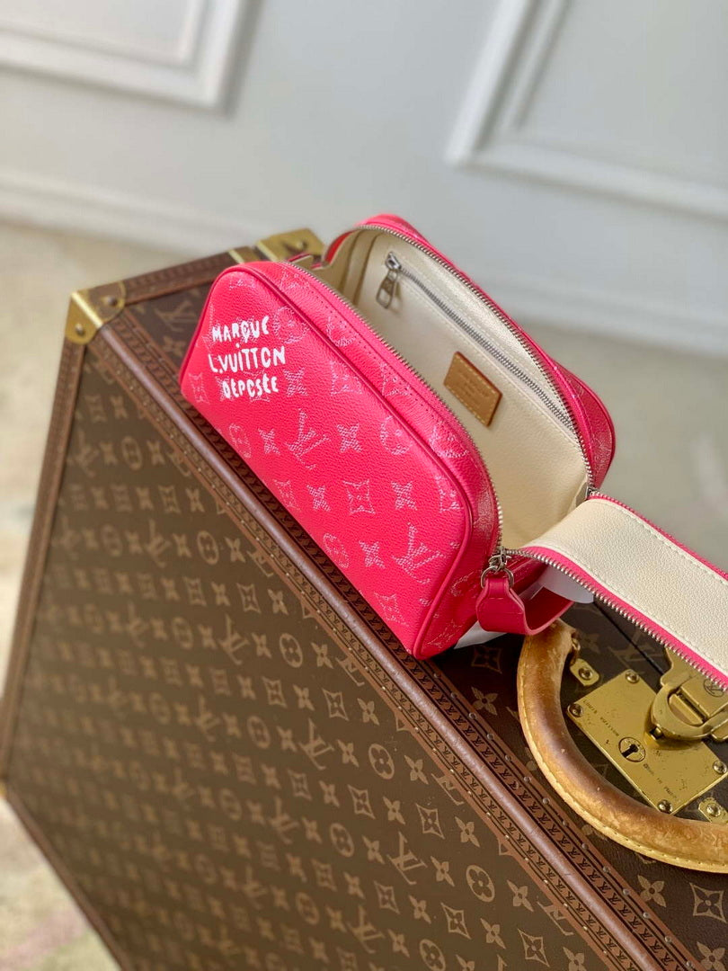 LV M26870 Louis Vuitton Mini Dopp Kit Bag Rose Pondichery Pink