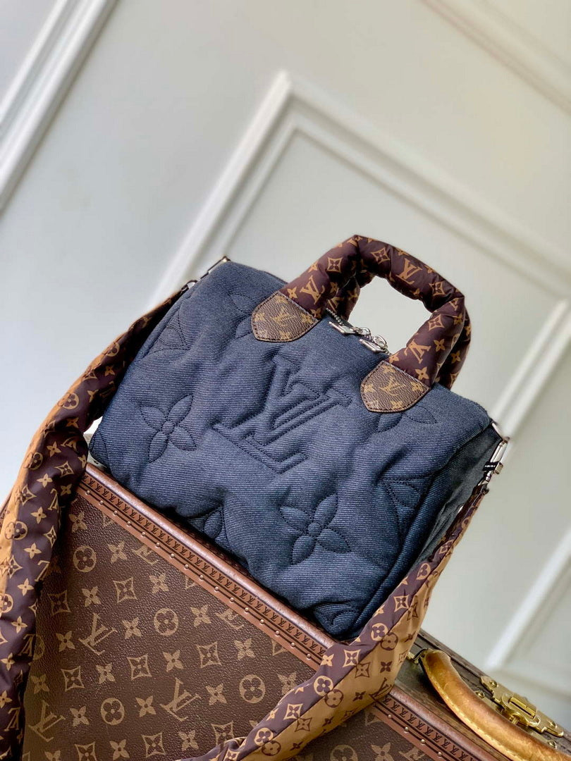 LV M26956 Louis Vuitton Speedy Bandouliere 25 Bag Black Jeans