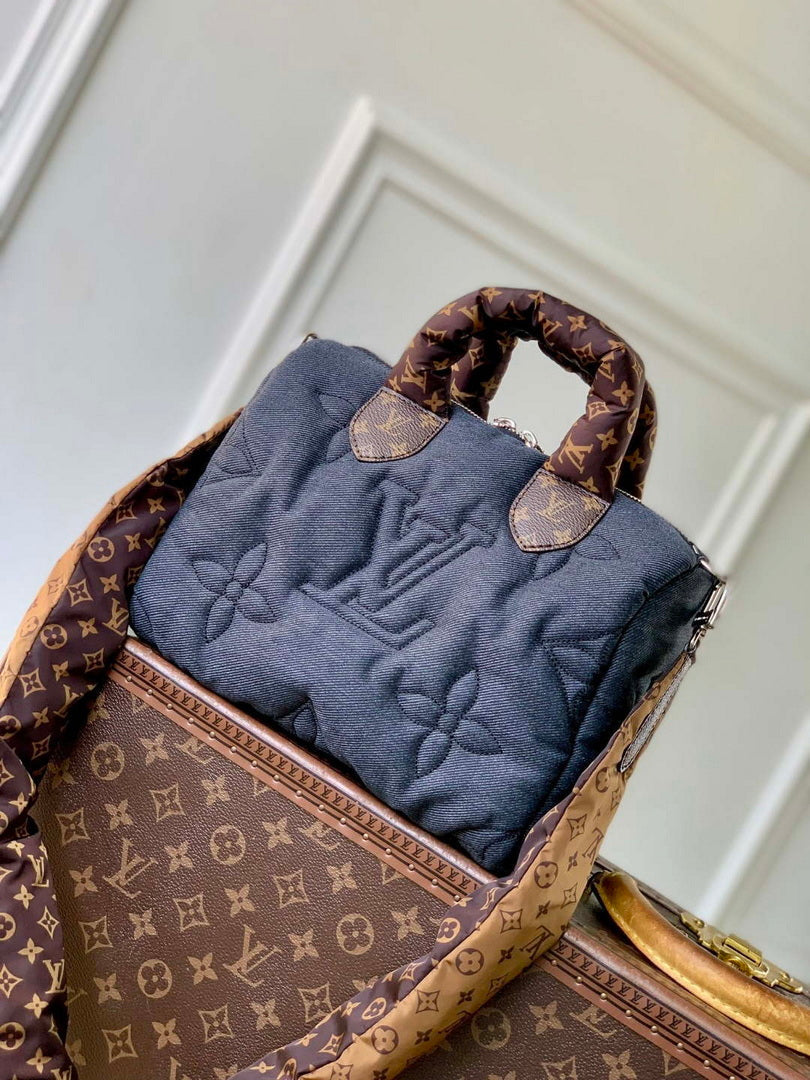 LV M26956 Louis Vuitton Speedy Bandouliere 25 Bag Black Jeans