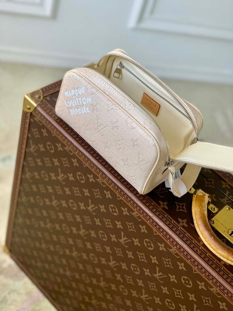 LV M27158 Louis Vuitton Mini Dopp Kit Bag Apricot