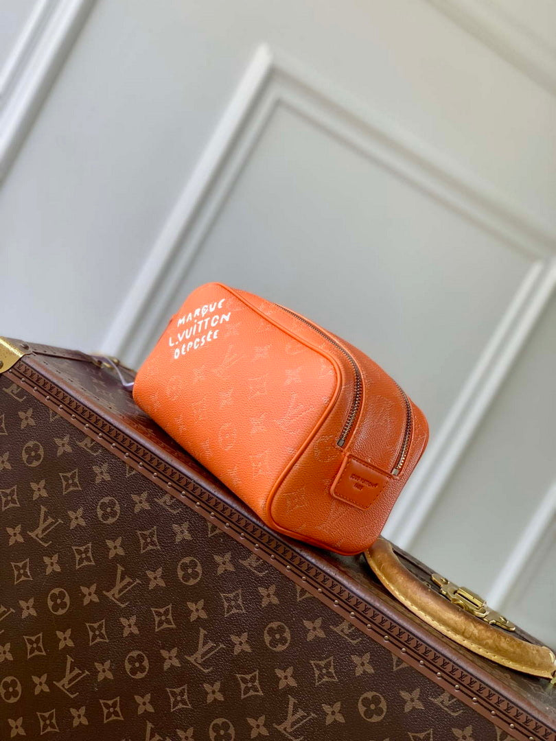 LV M27158 Louis Vuitton Mini Dopp Kit Bag Orange