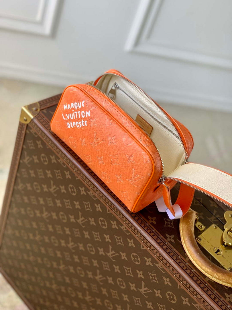 LV M27158 Louis Vuitton Mini Dopp Kit Bag Orange