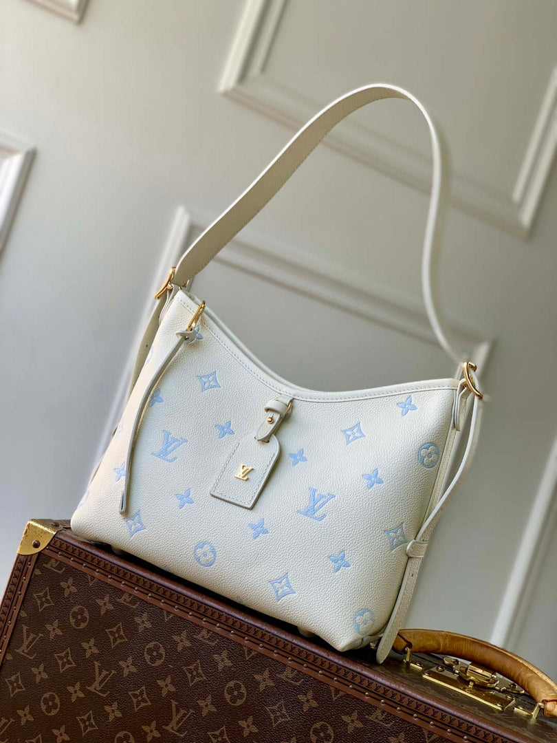 LV M27573 Louis Vuitton CarryAll PM Bag Milky White/Blue