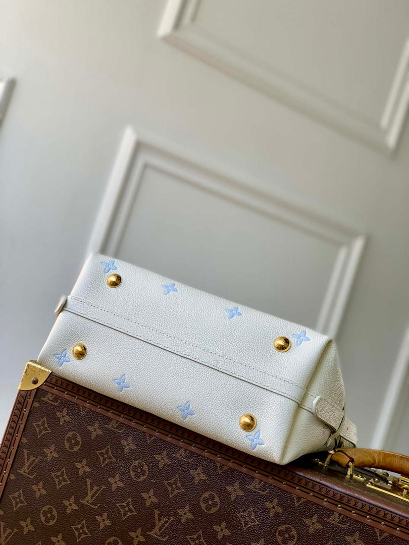 LV M27573 Louis Vuitton CarryAll PM Bag Milky White/Blue