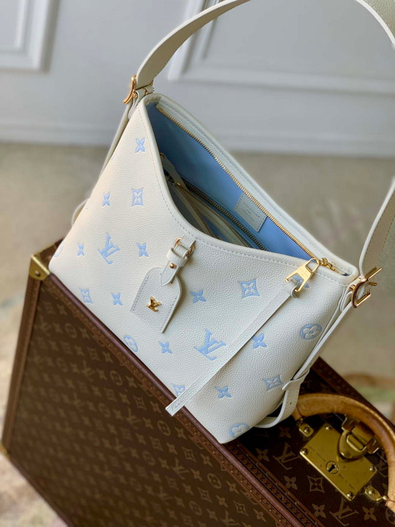 LV M27573 Louis Vuitton CarryAll PM Bag Milky White/Blue