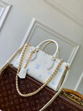 LV M27577 Louis Vuitton OnTheGo East West Bag Milky White/Blue