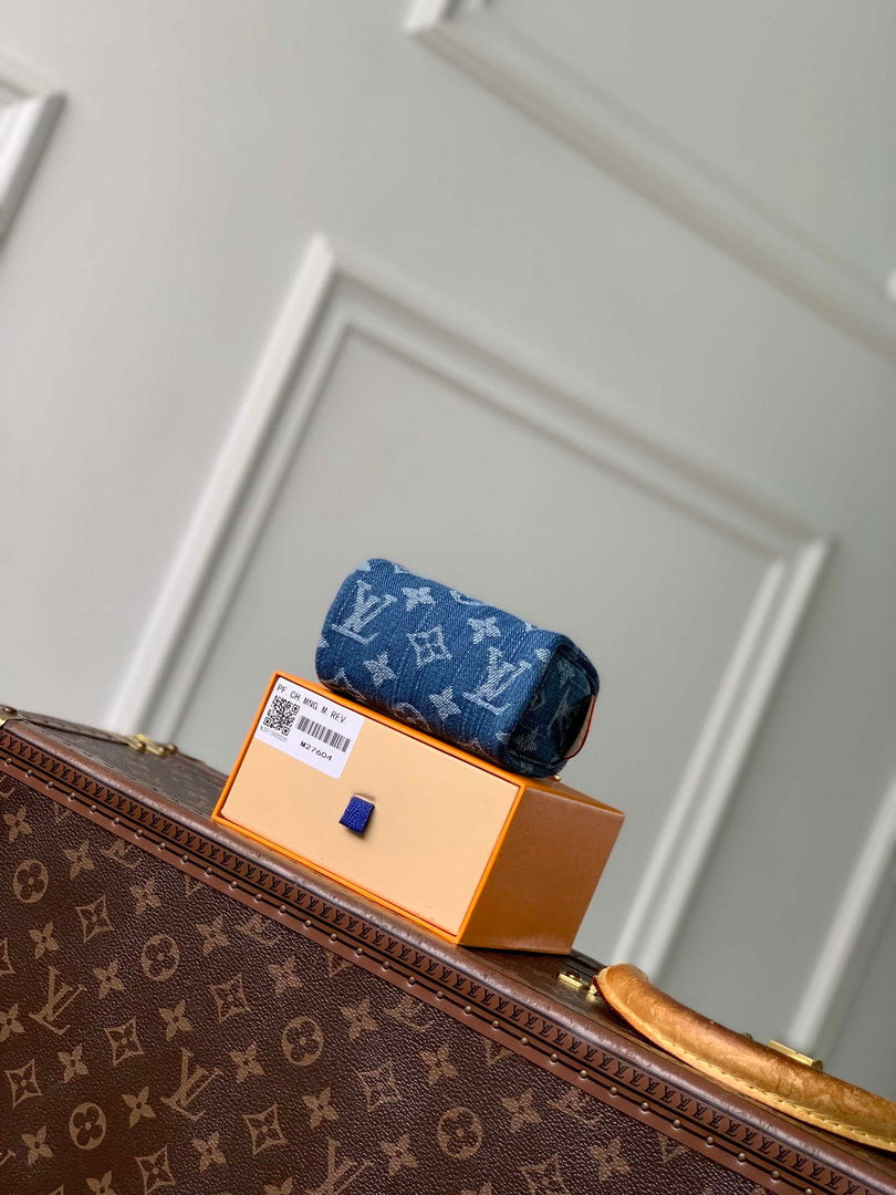 LV M27604 Louis Vuitton Trousse Speedy Blue Denim