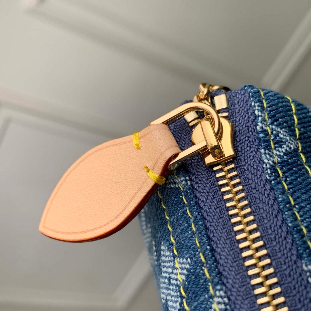 LV M27604 Louis Vuitton Trousse Speedy Blue Denim