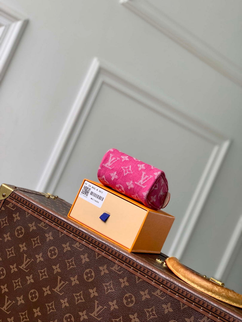 LV M27605 Louis Vuitton Trousse Speedy Fuchsia Denim