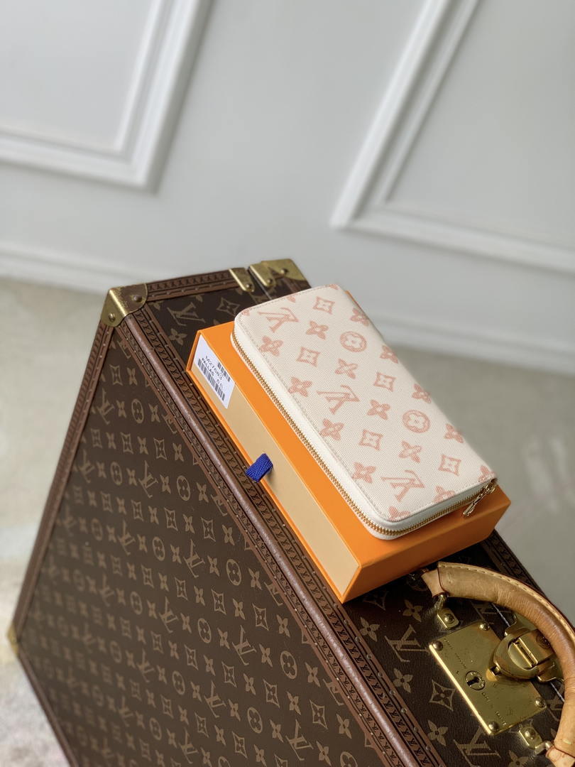 LV M27683 Louis Vuitton Zippy Wallet  Other Monogram Canvas Apricot Beige