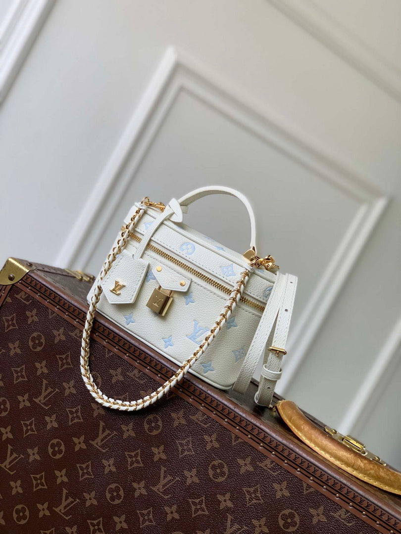 LV M27744 Louis Vuitton Vanity Chain Pouch Bag Milky White/Blue