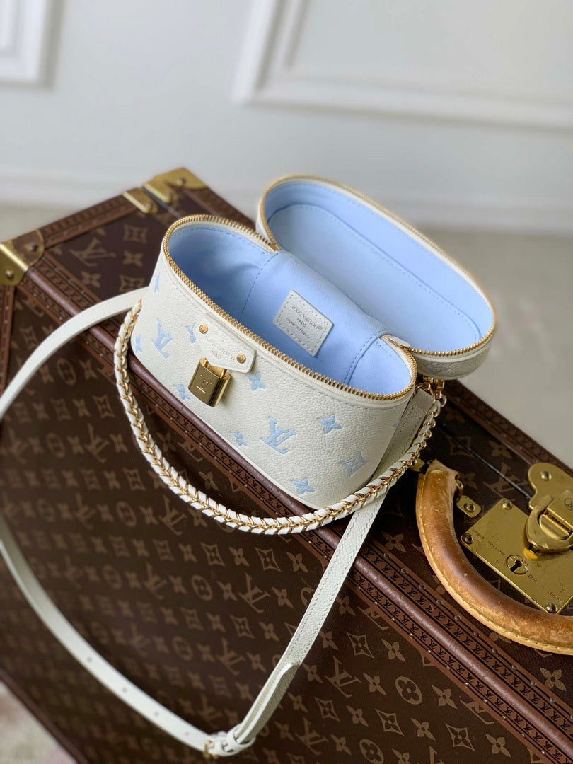 LV M27744 Louis Vuitton Vanity Chain Pouch Bag Milky White/Blue