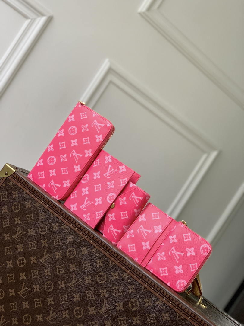 LV M27756 Louis Vuitton Card Holder Other Monogram Canvas Rose Red