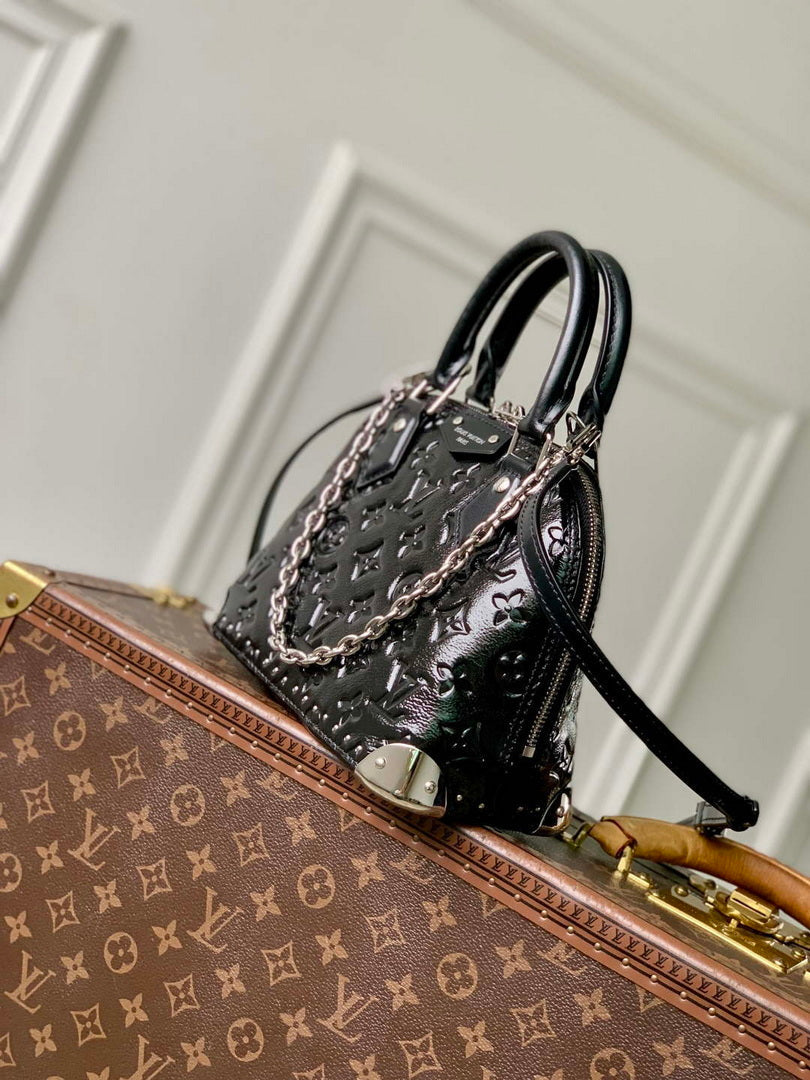 LV M27812 Louis Vuitton Alma Trunk BB Handbag Black