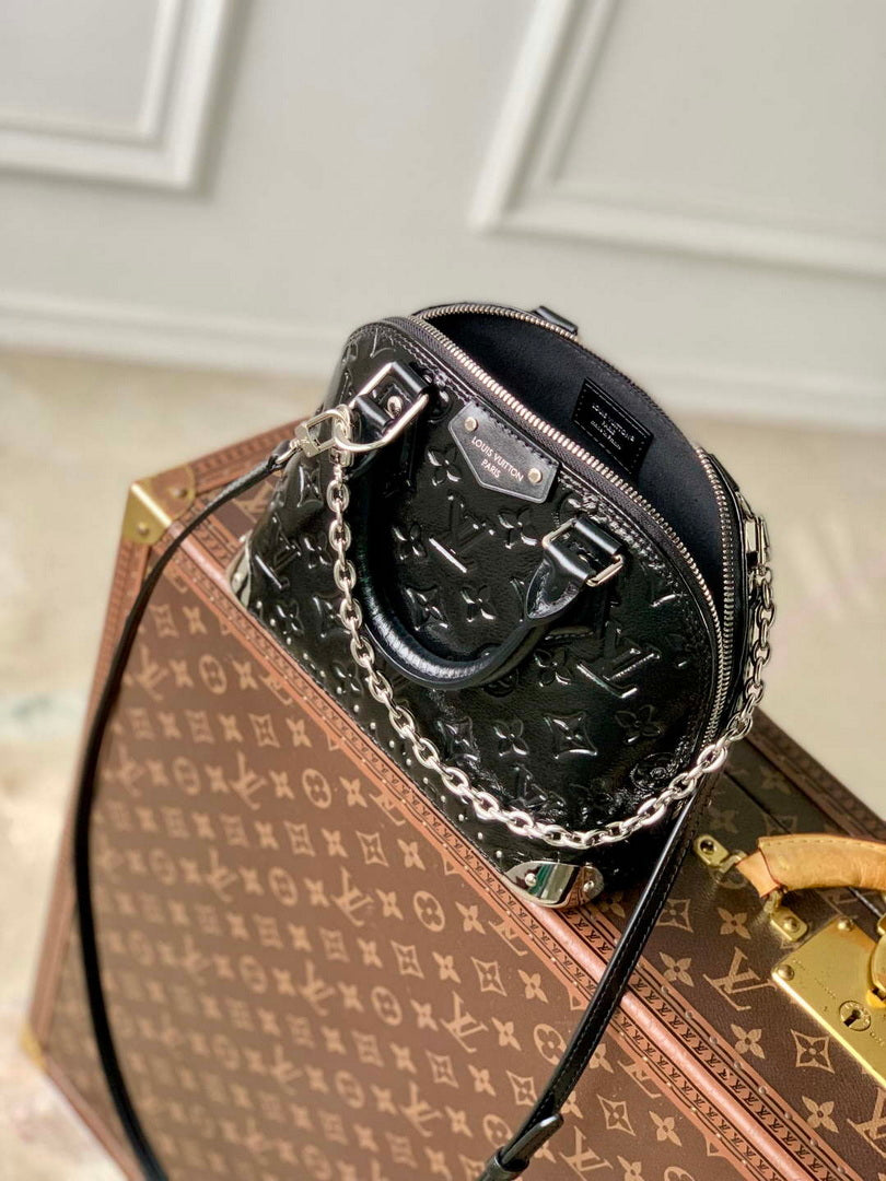 LV M27812 Louis Vuitton Alma Trunk BB Handbag Black