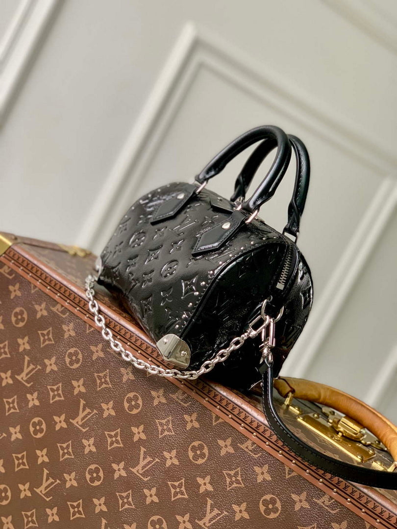 LV M27921 Louis Vuitton Speedy Trunk 20 Bag Black