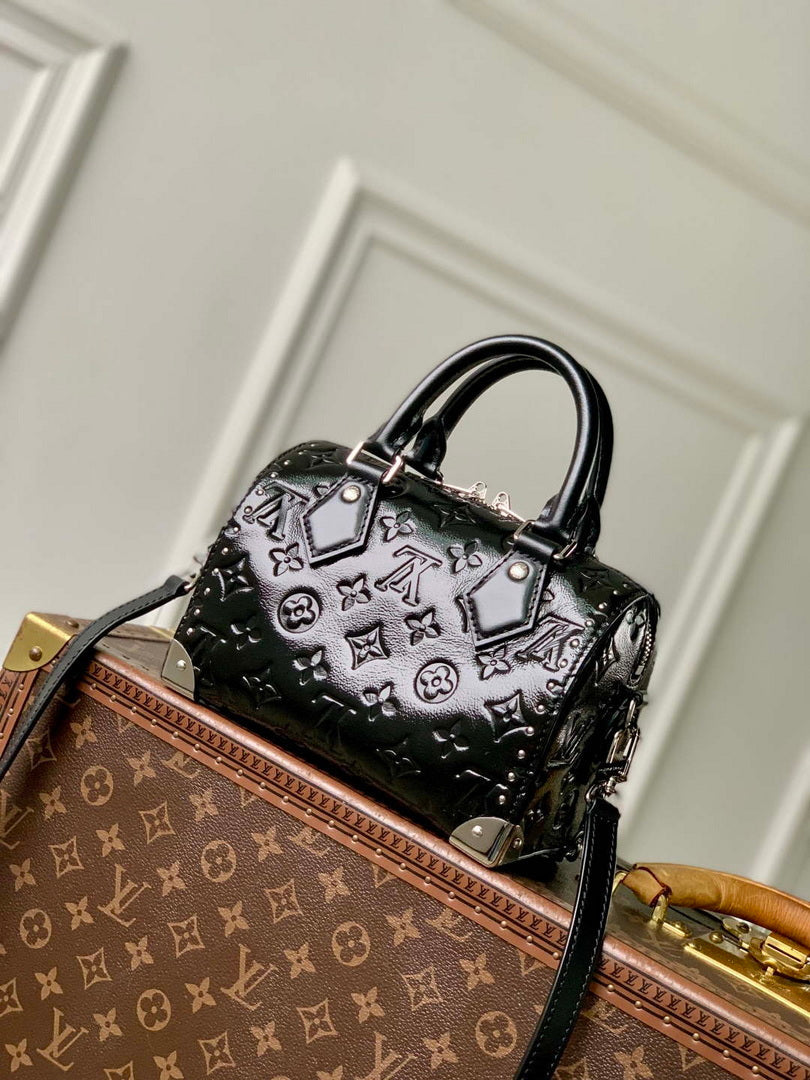 LV M27921 Louis Vuitton Speedy Trunk 20 Bag Black