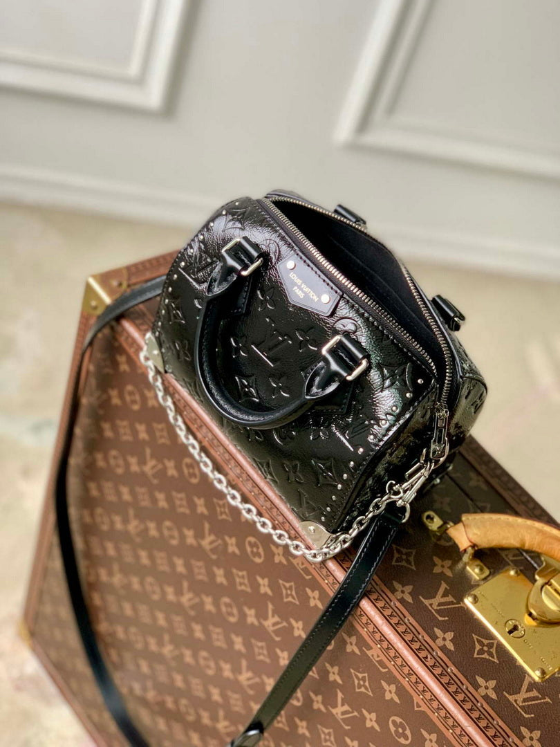 LV M27921 Louis Vuitton Speedy Trunk 20 Bag Black
