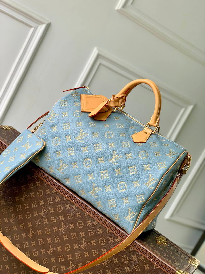 Louis Vuitton LV M28079 Speedy P9 Bandoulière 40 Bag Monogram Leather sky Blue