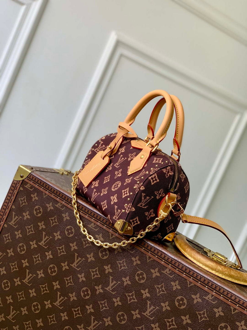 LV M28102 Louis Vuitton Speedy Trunk 20 Bag Brown