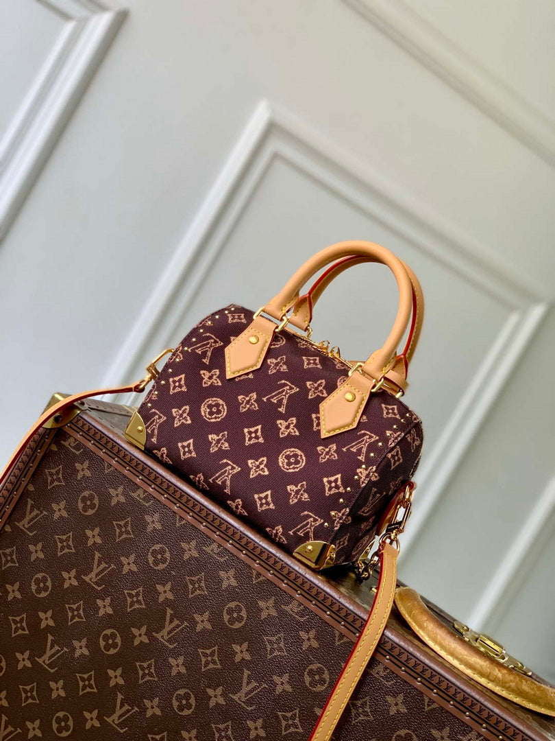 LV M28102 Louis Vuitton Speedy Trunk 20 Bag Brown