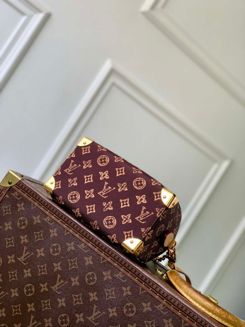 LV M28102 Louis Vuitton Speedy Trunk 20 Bag Brown