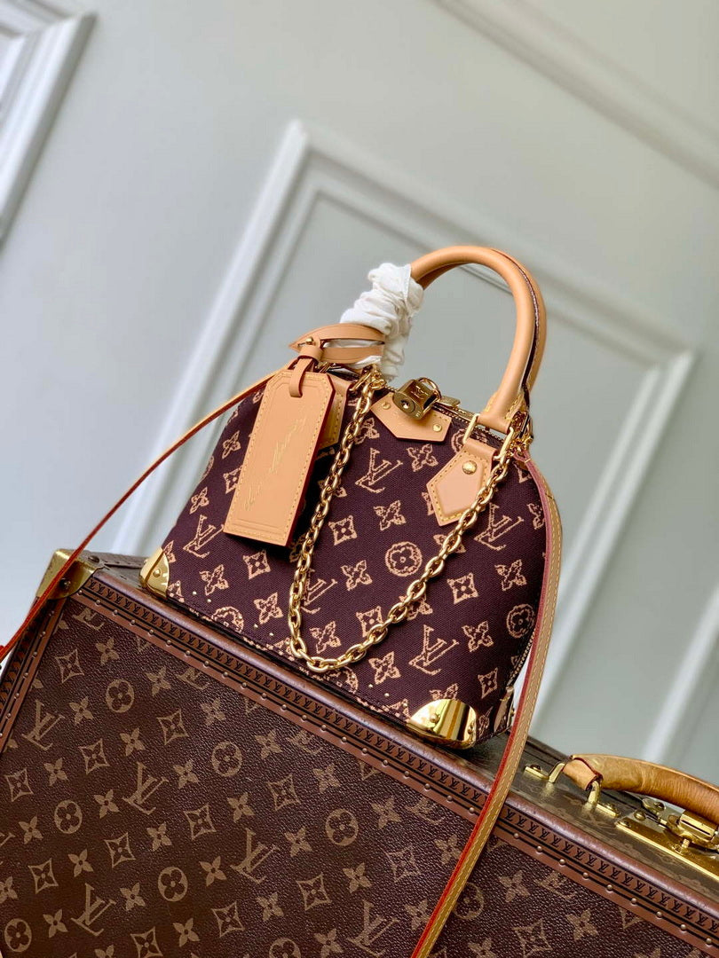 LV M28105 Louis Vuitton Alma Trunk BB Bag Brown