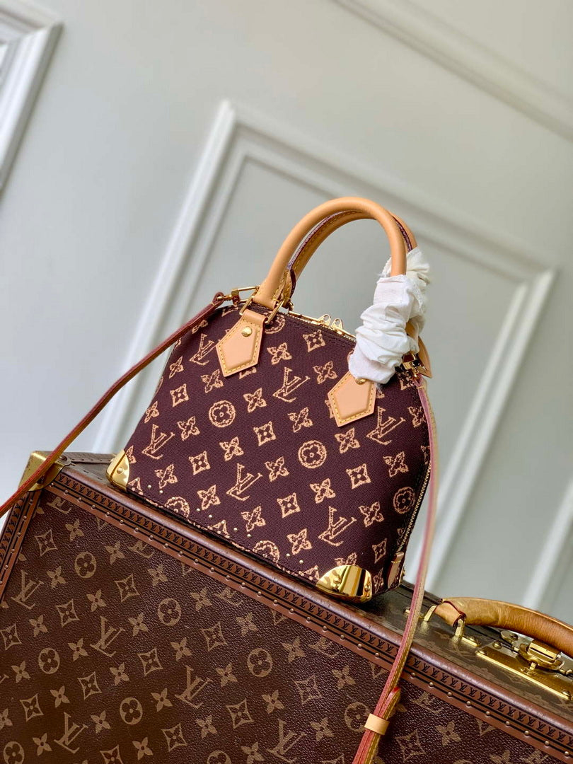 LV M28105 Louis Vuitton Alma Trunk BB Bag Brown