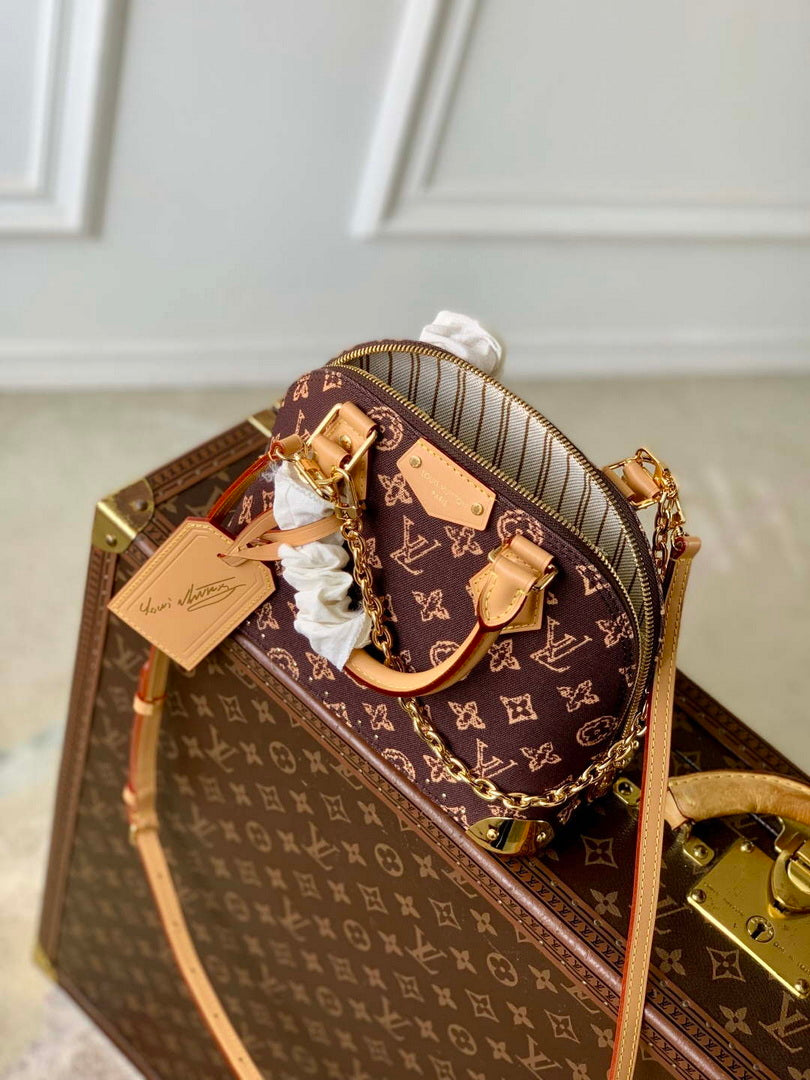 LV M28105 Louis Vuitton Alma Trunk BB Bag Brown